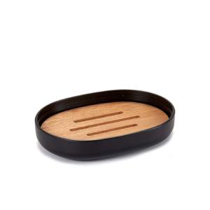 Porte savon noir et bambou