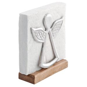 Porte-serviettes bois de manguier et métal ange argenté