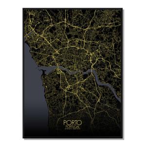 PORTO - Carte City Map Nuit 40x50cm