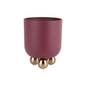 Pot à fleurs métal rouge 18.5x18.5x23cm