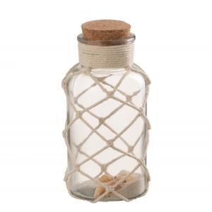 Pot avec bouchon liège et filet en verre transparent 8x8x18…