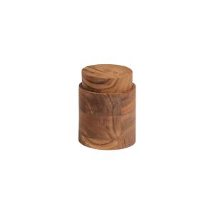 Pot avec couvercle en bois d'acacia beige H12xD9