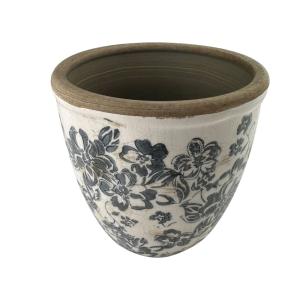 Pot, cache-pot en céramique gris tourterelle