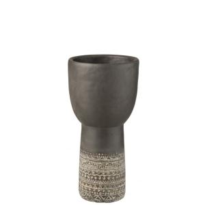 Pot creux avec décoration ethnique en céramique grise 17x17…