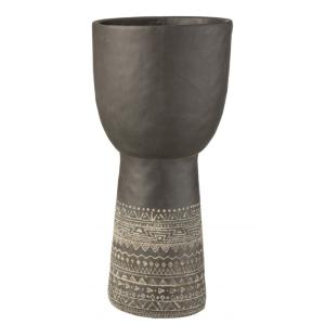Pot creux avec décoration ethnique en céramique grise 23x23…