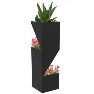 Pot de fleurs 3 zones de plantation métal noir