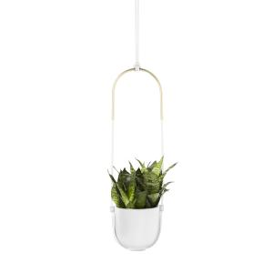 Pot de fleurs à  suspendre avec fixations D15cm blanc