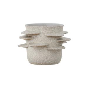 Pot de fleurs en grès blanc cassé H15cm