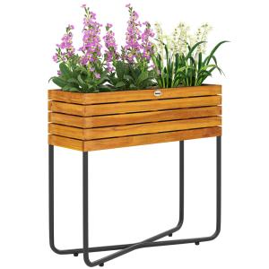 Pot de fleurs sur pied trous de drainage bois acier effet b…