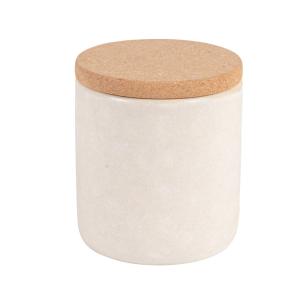 Pot en grès beige et couvercle en liège H10