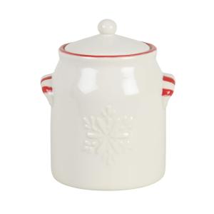 Pot en grès motif flocon blanc