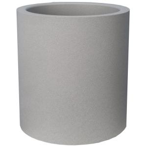 Pot en plastique rond aspect granit 30 cm gris clair