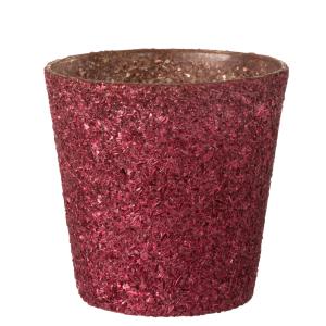Pot pour fleur en verre rose pailleté