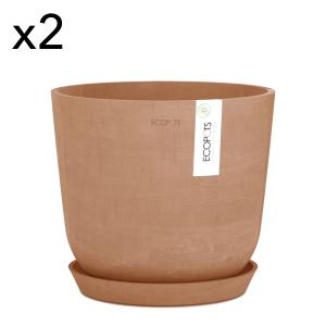 Pots de fleurs avec soucoupe terracotta D25 - lot de 2
