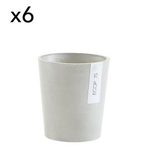 Pots de fleurs blanc gris D14 - lot de 6