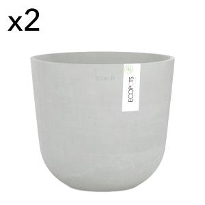 Pots de fleurs blanc gris D25 - lot de 2
