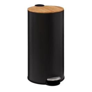 Poubelle capacité 30 litres bambou/métal noir 29 x 29