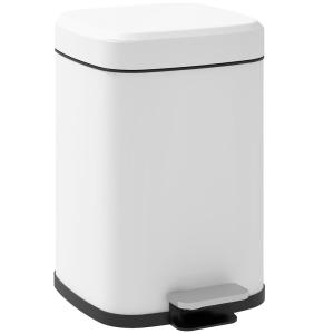 Poubelle de cuisine 12l à pédale acier inoxydable blanc