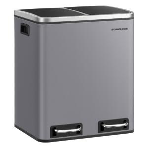 Poubelle de cuisine 2 x 15 l avec pédale 2 compartiments gr…