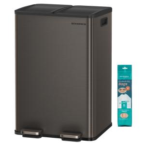 Poubelle de cuisine 2 x 30 l 2 compartiments poubelle à péd…