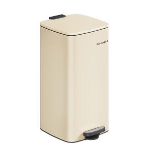 Poubelle de cuisine 30 l en acier avec seau intérieur beige…