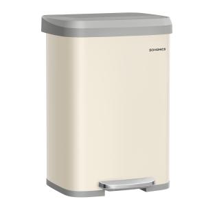 Poubelle de cuisine 50 L à pédale beige sable gris tourtere…