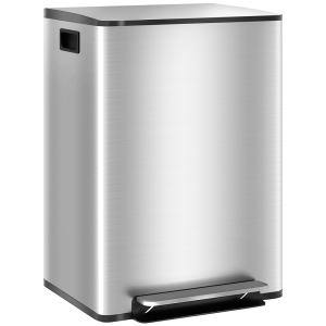 Poubelle de cuisine à pédale en acier inoxydable argenté