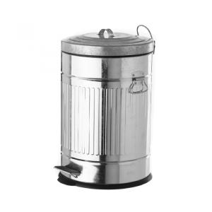 Poubelle de cuisine rétro en métal argenté 20L