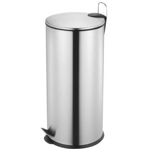 Poubelle de cuisine ronde en métal argenté 27L