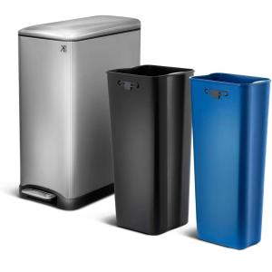 Poubelle de cuisine tri sélectif Acier inoxydable Argent 50…