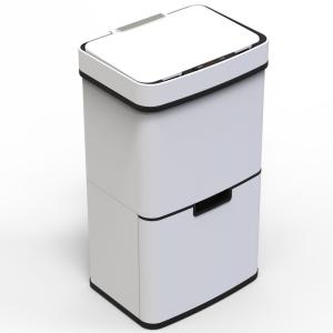 Poubelle de cuisine tri sélectif Acier inoxydable Blanc 75L