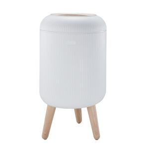 Poubelle de salle de bain push Polypropylène Bois 9 L