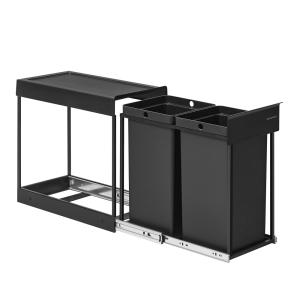 Poubelle de tri sélectif 2 seaux de 15 l coulissement en do…