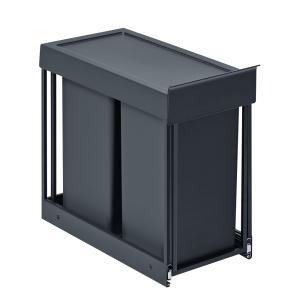 Poubelle extractible 2 x 15 l en acier couvercle en plastiq…