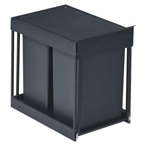 Poubelle extractible 2 x 20 l en acier couvercle en plastiq…