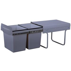 Poubelle tri sélectif encastrée Plastique Gris 36L