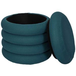 Pouf 2 en 1 en tissu coloré atome bleu