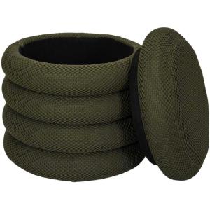 Pouf 2 en 1 en tissu coloré atome kaki