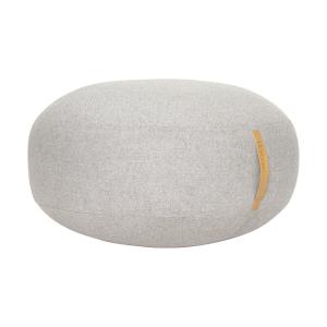 Pouf à chevrons laine gris avec poignée en cuir D70