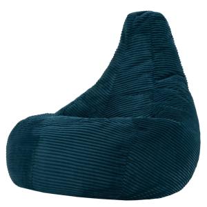 Pouf à dossier incliné large XL velours côtelé bleu canard…