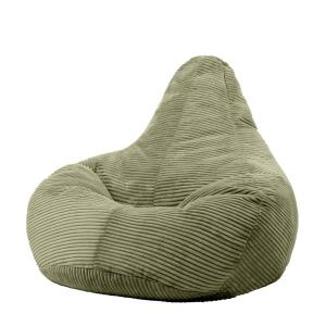 Pouf à dossier incliné velours côtelé vert sauge