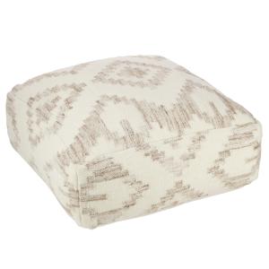 Pouf à motif ethnique coton/laine/polyester beige 80 cm