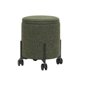 Pouf à roulettes en polyester vert