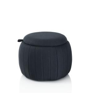 Pouf avec conteneur en MDF et tissu bleu