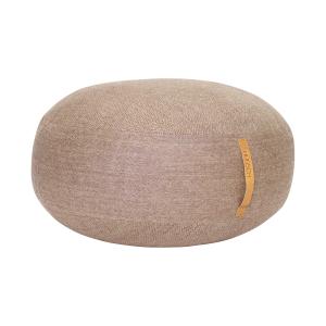 Pouf avec poignée en cuir laine marron