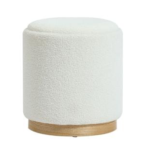 Pouf avec rangement en bouclettes blanches