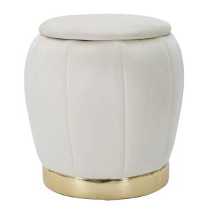 Pouf avec rangement en tissu beige Ø cm 43x43