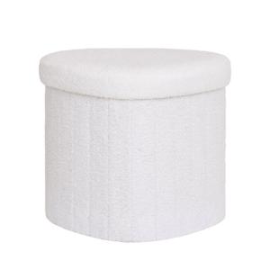 Pouf avec rangement en tissu bouclette - Écru