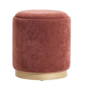 Pouf avec rangement en tissu terracotta