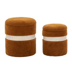 Pouf avec récipient marron lot de 2 pcs cm ø 40x47-32x38